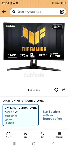ASUS TUF Gaming 27 Inch QHD 170Hz Monitor