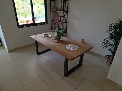 Oak & Steel Dining Table (210cm x 100cm)