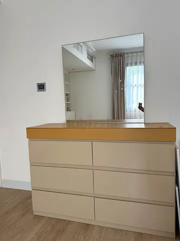 Bellano Dresser with Mirror and Hidden Storage - Taupe/Oak