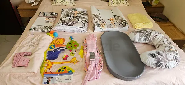 Baby changing mat, bath mat and nursing pillow bundle - gently used