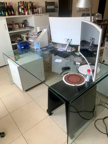 Clear Glass Desk  — Modern Office Table - ID