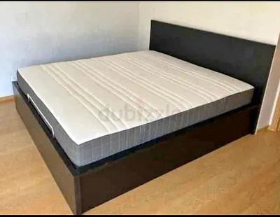 Ikea king size bed with mattress and storage drawers