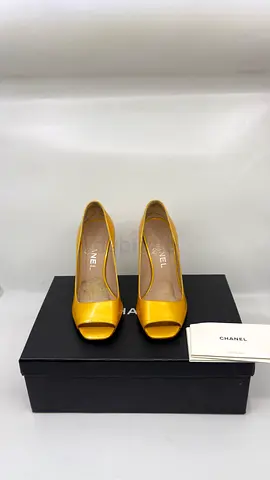 Chanel Open Toe Pumps Yellow Shoes Size 35