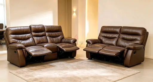 Sofa Brown Recliner Leather Pure 3+2