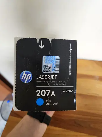 Original HP 207A Cyan Toner Cartridge (Model: W2211A) for HP LaserJet Pro printers.