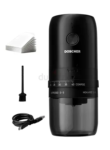 DOSCHER Portable V60 Burr Coffee Grinder with 40 Adjustable Settings & 25g Capacity, 1800mAh Recharg