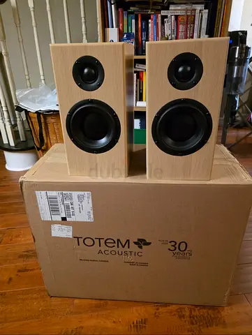 Pair of Totem Acoustic Bison Monitor bookshelf speakers - light oak finish