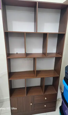 Wooden Bookshelf with Storage Cabinet and Drawers