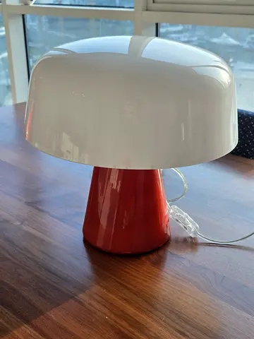 West Elm Small Table Lamp – Red & White – Excellent Condition