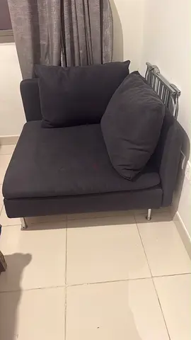 Compact single-seater sofa/chair in dark grey - good used condition