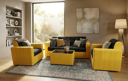 Luxury sofa set available with custom color options. Strong build quality, comfortable cushions, and