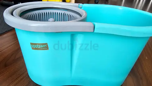 MILTON SPOTZERO Spin Mop Bucket with Wringer - Light Blue (Good Condition)