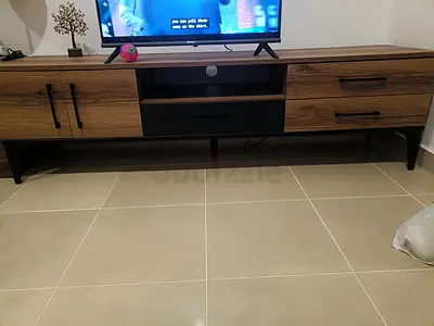 Wooden TV rRack with Drawers and Open Shelves. Excellent condition like new