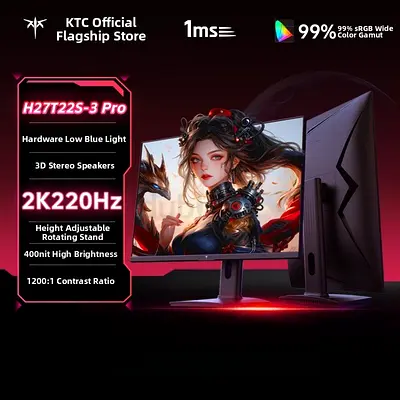 【New】KTC 27inch 2K 220HZ Fast IPS HDR400 2-Speakers H27T22S-3 Pro
