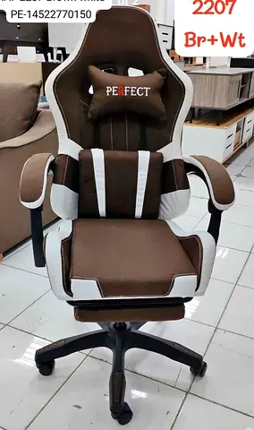 Brown & White Ergonomic Gaming/Office Chair with Footrest