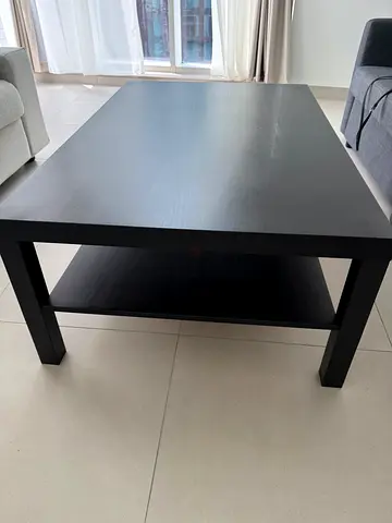 Solid Black Wooden Coffee Table - Simple Modern Design