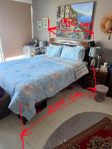 Wooden double bed frame with headboard (200 x 160 cm)