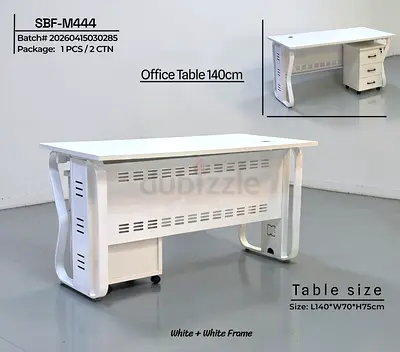 White Office Desk 140cm with Under-desk Drawers (L140 x W70 x H75cm)