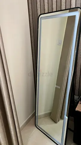 Full-Length LED Floor Mirror — Slim Black Frame, Good Condition