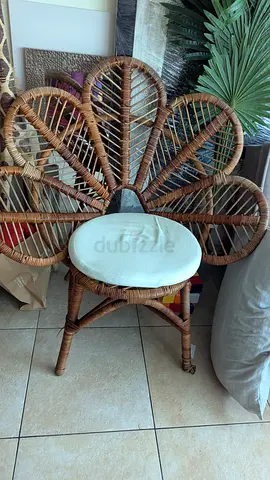 Peacock Style Rattan Chair with White Cushion