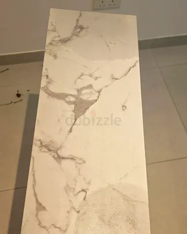 Marble-effect rectangular tabletop / shelf panel - white with grey veins. Moving out sale.