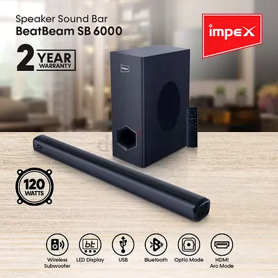 Impex BeatBeam SB 6000 Speaker Sound Bar with Wireless Subwoofer
