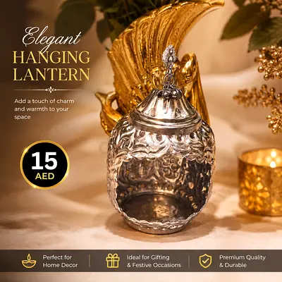 Silver Decorative Hanging Lantern for Home Decor