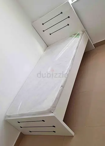 New Single white wooden bed frame with new mattress