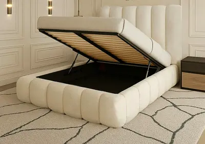 Stylish cozy 180*200 king size bed with hydraulic storage