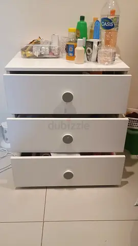 IKEA White 3-Drawer Bedside - Compact and Clean