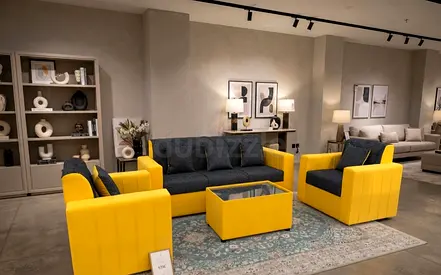 Modern luxury sofa set featuring a stylish two-tone design. Comfortable seating, durable upholstery,