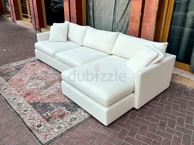 Top quality Crate&Barrel Lounge Deep feather filled L Shape Sofa Beige