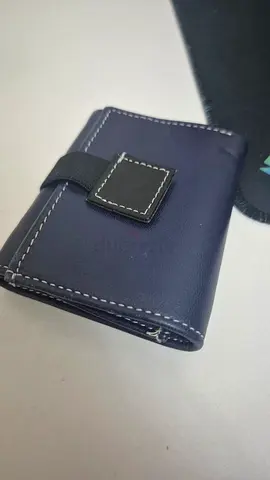 Compact navy leather women's wallet - good used condition