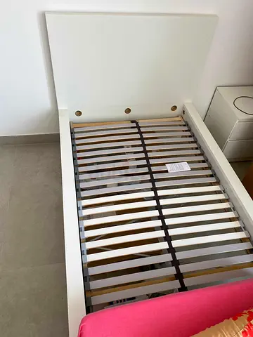 IKEA MALM White Single Bed Frame with LONSET Bed Base – 90 × 200 cm for sale