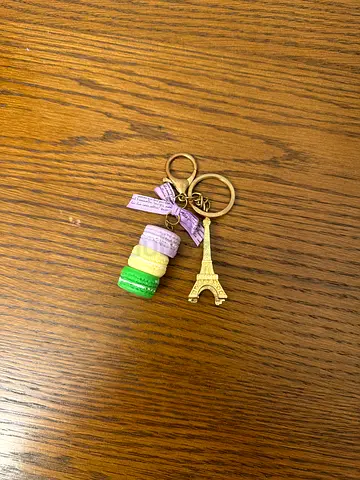 Cute macaron and Eiffel Tower keychain - lightly used