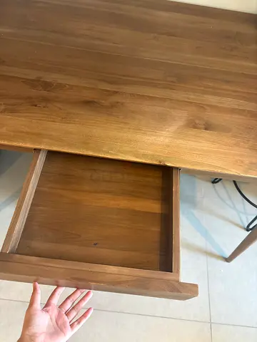 GIVEAWAY PRICE wood study desk with matching stool - lightly used. Stool is for foo