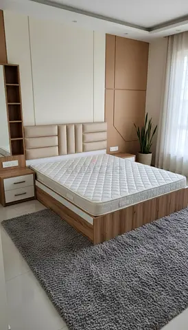 Luxury Fabric Bed Frame With Mattress Stylish Modern Design Headboard