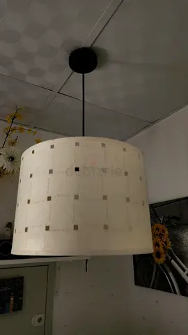 Simple white fabric floor lamp with drum shade - good condition