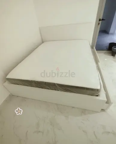 IKEA Malam queen bed frame with 2 storage drawers underneath and with IKEA mattress 160×200cm