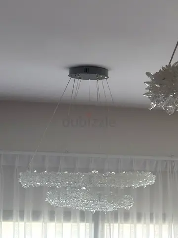 Modern Crystal LED Pendant Lights – Set of 2 – Excellent Condition