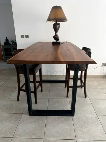 Solid Wood High Dining Table with Metal Legs - Seats 6. Quick Sale