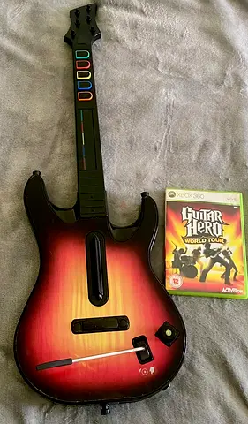 XBox 360 GUITAR HERO WORLD TOUR Guitar w/game.