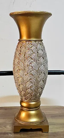 Gold Decorative Table Vase - Textured Resin Accent Piece