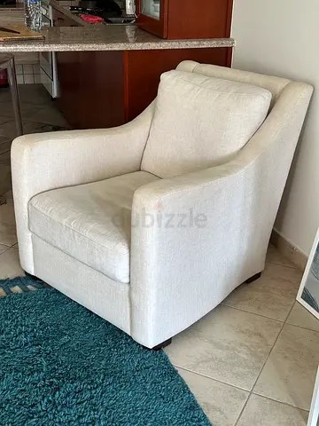 Crate and Barrel Beige Single Armchair / Accent Chair - Good Condition