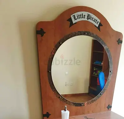 Wooden 'Little Pirate' Round Mirror