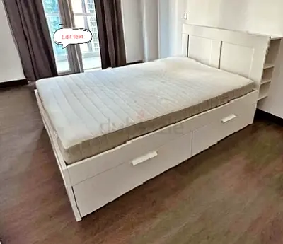 IKEA brimness king size bed with headboard+ 4 big storage drawers underneath with IKEA mattress