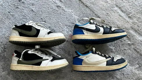2 PAIRS of Kids Nike Jordan 1 X Travis Scott Low