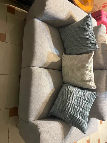 Light grey 3-seater fabric sofa - good condition