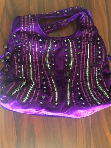 Purple Velvet Sequin Handbag