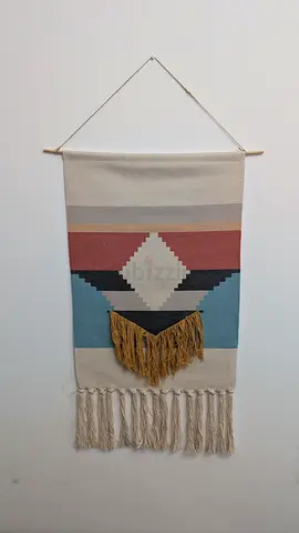 Handwoven Geometric Wall Hanging Tapestry - Boho Macrame Accent